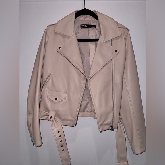 Zara light pink leather jacket - Picture 2 of 4